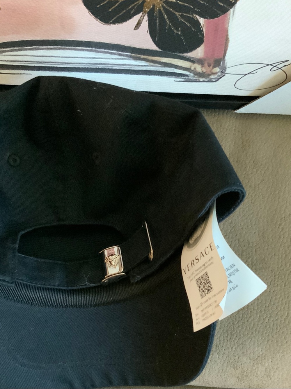 Versace Black Embroidered Logo Baseball Cap Retail $495 - Picture 4 of 6